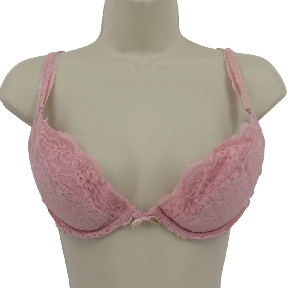 VTG Jezebel Renee of Hollywood 36B Bra 483 Pink Floral Flower Lace Underwire
